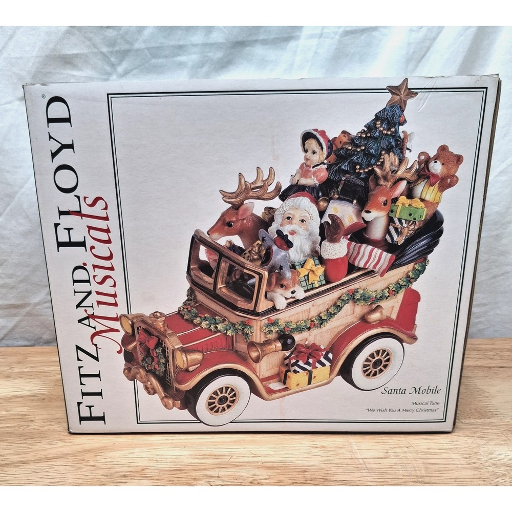 Fitz and Floyd Santa Mobile Musical Christmas Box We Wish You A Merry Christmas